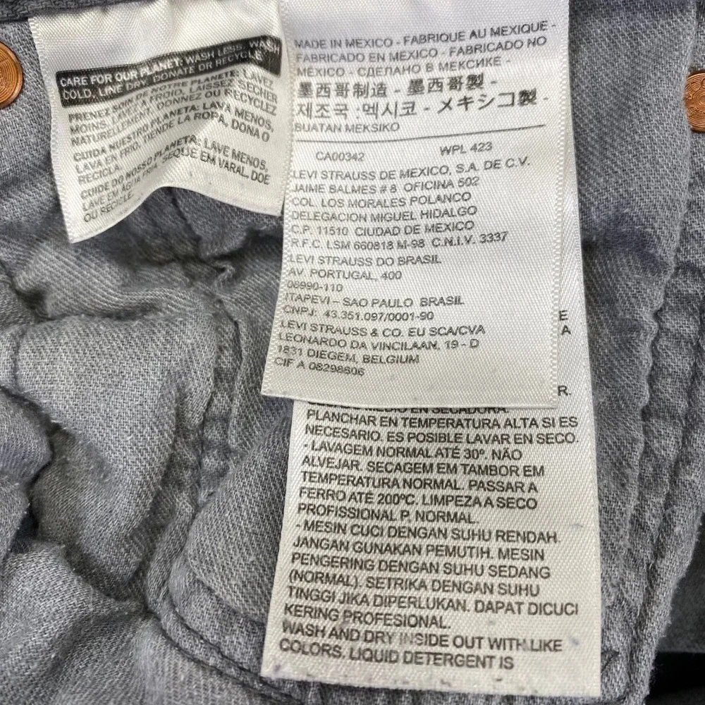 Levi's 501 Original Fit Jeans Mens 34x32 Gray Button Fly Straight Leg 00501-2220